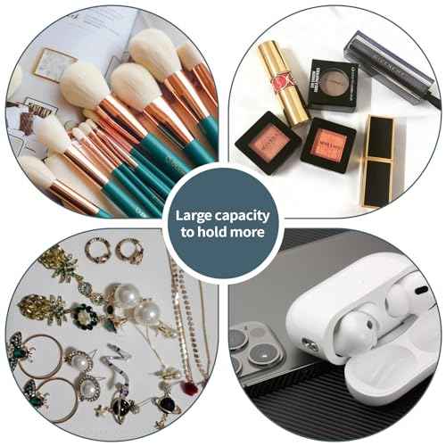 2pcs Set PU Leather Cosmetic Bag for Women - Floral Makeup Bag Portable Storage Purse for Makeup (Z-Blue-2 Case)