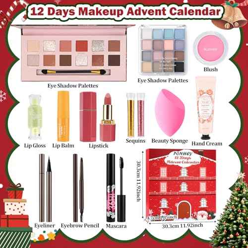 Makeup Advent Calendar 2025,12 Days Christams Advent Beauty Calendar,Countdown Calendar For Girls Teens Women Adult,Xmas Holiday Beauty & Cosmetic Surprise Gif
