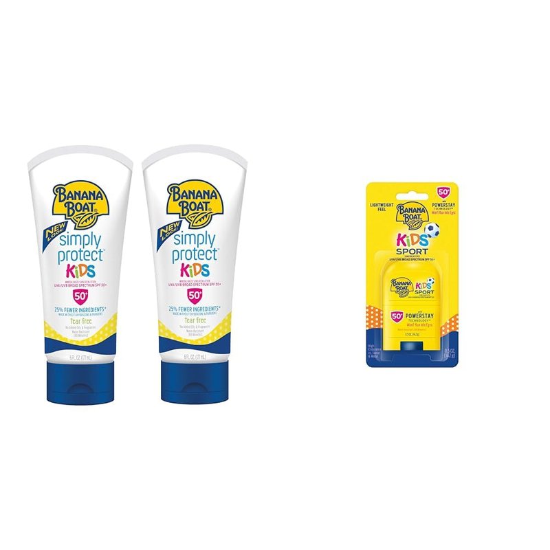Kids Mineral Sunscreen Lotion SPF 50 - Twin Pack & Sport Stick | Travel Size Protection