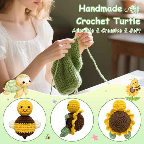 Funny Positive Turtle for Women Men - Inspirational Birthday Gifts for Friends, Mom, Sisters, Coworkers, Crochet Turtle with Encouragement Card, Cute Home Decor Emotional Cheer Support