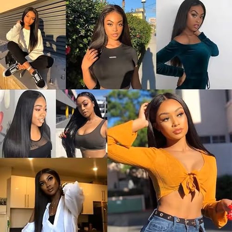 Straight Human Hair Bundles #1B Natural Black (18 20 22 Inch) Unprocessed Virgin Human Hair Extensions Weave 3 Bundles 300g Total Double Weft for Black Women