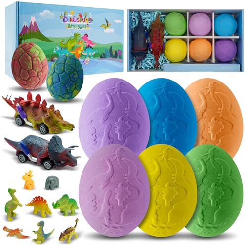 Bath Bombs for Kids with Dinosaur Toys Inside, 8 Pack XXL Large Dinosaur Bath Bombs Bubble Bath Gift Set, Perfect Birthday Christmas Easter Dino Toys Gifts for Kids 3-12, Girls and Boys