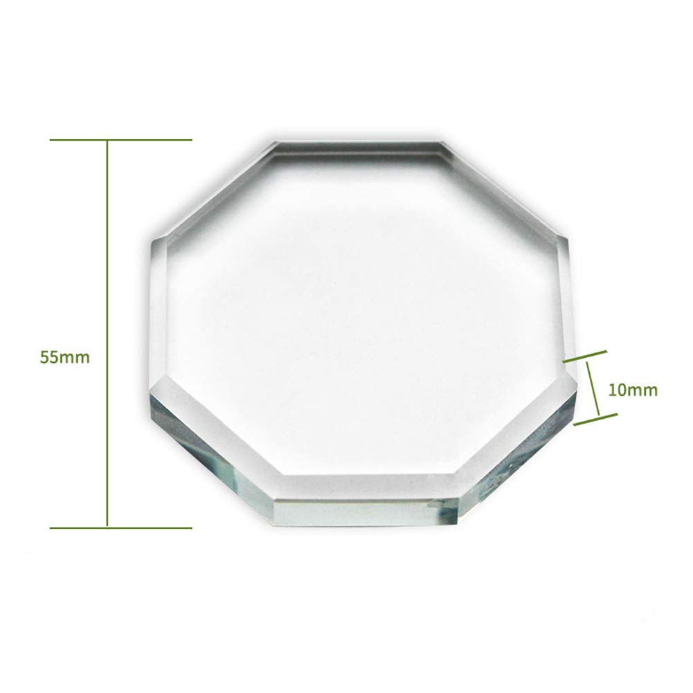 2Pcs Professional Eyelash Extension Adhesive Glue Pallet Crystal Glass Eye Lash Base Pad Tray Stand Holder for Fake Eyelashes Extension Makeup Cosmetic Nail Palette Tool, Octagon and Rectangle