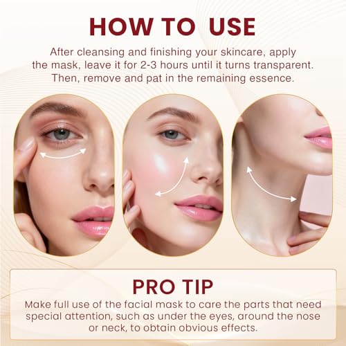 Bio-Collagen Face Masks, Deep Hydrating Sheet Overnight Face Mask, Facial Treatments and Masks for Women, Korean Skincare, Moisturizing and Firming for Girl, 24 Pack