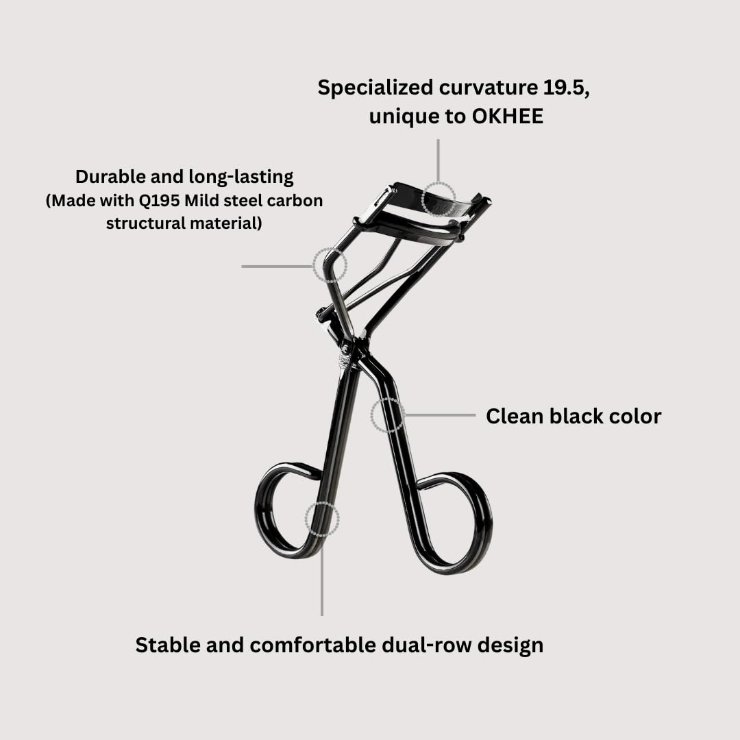 SOO ADOR okhee SO-OK Lash Curler 19.5 – No-Pinch Eyelash Curler with Gentle 19.5 Curve for Precise, Pain-Free Curling – Professional Lash Tool Designed by Korea’s Top Makeup Artist