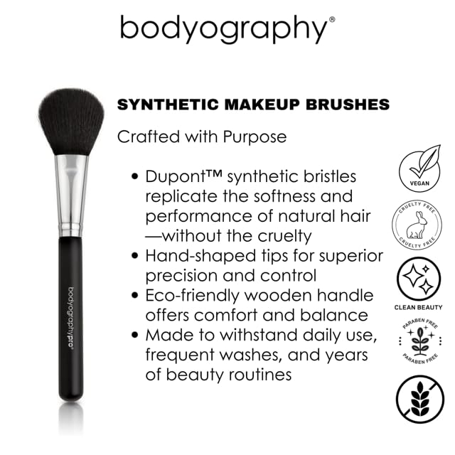Bodyography Foundation Brush - Flat Top Makeup Tool for Liquid, Cream & Powder | Dense, Travel-Friendly Design for Flawless Blending