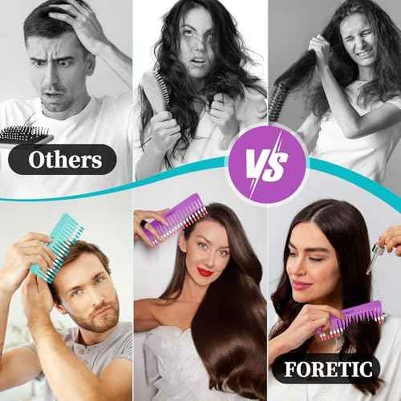 2-Pack Wide-Tooth Anti-Static Comb Set-6.1inch Handle-Free Design, Suitable for Curly, Wet & Dry Hair, Portable Travel Detangling Comb (Purple+Blue)