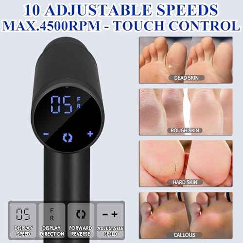 Upgraded Electric Callus Remover for Feet 4500rpm, Adjustable Speed Electric Foot Callus Remover Foot Sander Grinder Pedicure File for Women Men Dead Skin Cracked Heels (Black)