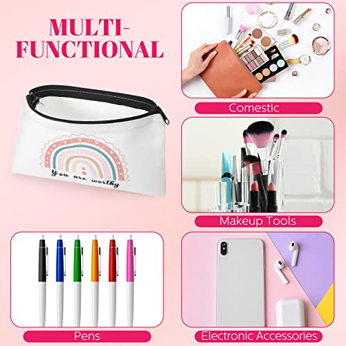 Yahenda 16 Pcs Rainbow Canvas Makeup Bags Bulk for Women Inspirational Zipper Pouch You Are Amazing Loved Beautiful Pencil Pouch Travel Toiletry Bag for Nurse Teacher Christmas Birthday Gifts