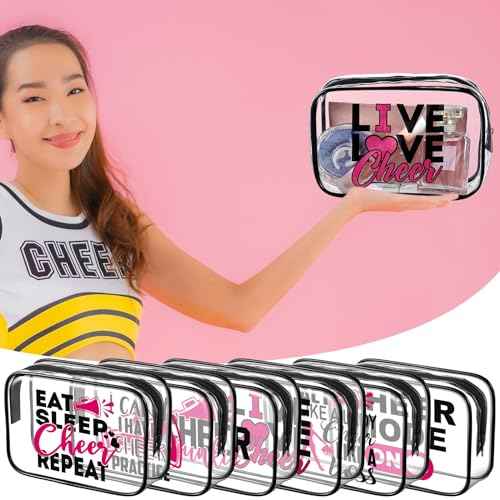 Abbylike 24 Pcs Cheer Gifts Cosmetic Bag 7 x 4.7 x 2.4'' Makeup Bag Cosmetic Toiletry Zipper Pouch Clear Zipper Case for Cheerleaders Women(Cheerleaders)