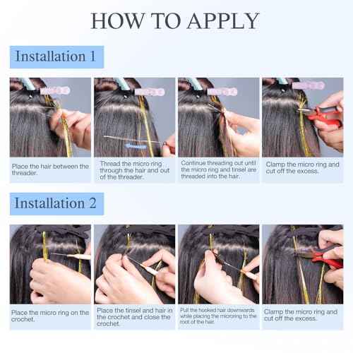 DOORES Hair Tinsel Kit with Tools, Tinsel Hair Extensions 16 Colors 48 Inch 3200 Strands, Colorful Hair Tinsel Stylable Fairy Hair Tinsel for Christmas Halloween Cosplay Party Sparkling Shiny