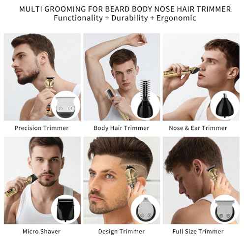 Beard Trimmer for Men, 6 in 1 Hair Clippers Kit, Body Multi Groomer Mens Grooming Kit for Beard face, Nose, and Ear Hair Trimmer, Hair Clipper, NO Blade Oil Needed, Waterproof Wet/Dry Clipper