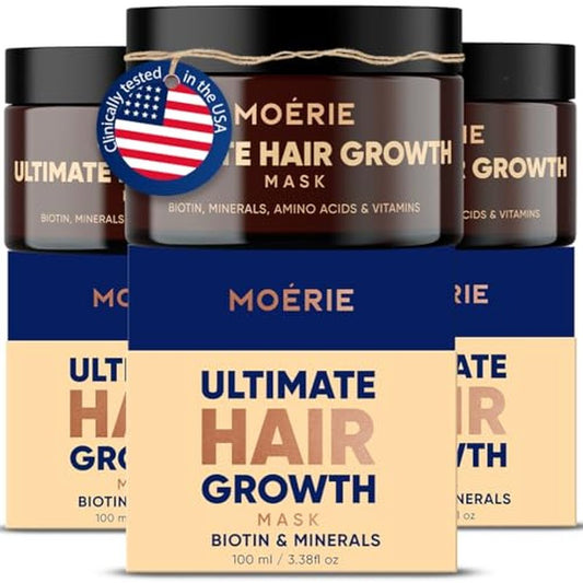 Moerie Hair Growth & Repair Mask - Restorative, Vegan-Friendly Treatment for Longer, Thicker, Fuller Hair - 100ml, 3 pack
