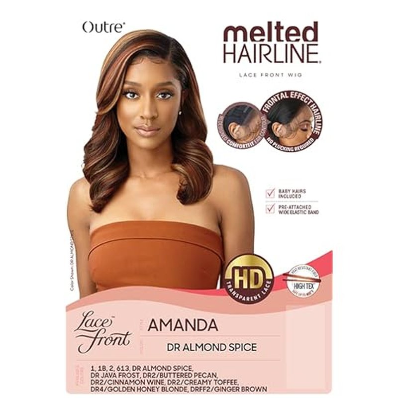 Outre Meltd Hairline Lace Front Wig HD Transparent Redesigned ComfortFit Ear Contour AMANDA (DRFF2/GIBRN)