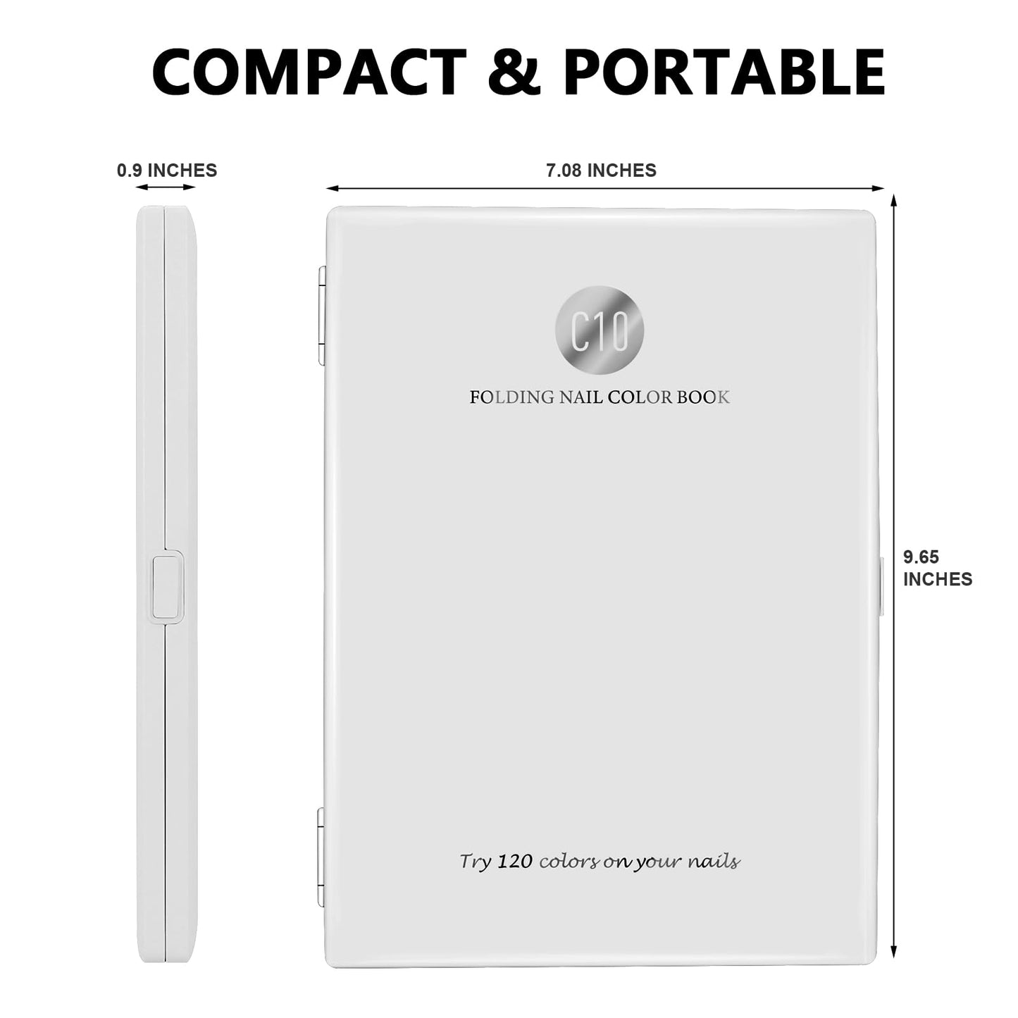 I·B·N G Nail Display Book Plastic Nail Swatch Book, C10 Nail Polish Color Swatch Nail Color Display with Clear Replacement Nails and Nail Polish Number Labels, Reorganizable, No Glue Required, White