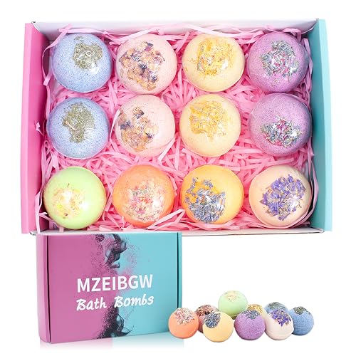 Bath Bombs for Women Kids, 12 PCS Handmade Natural Bath Bomb, Spa Relaxing Birthday Gift Set for Her/Him, Women, Girls, Wife, Mother