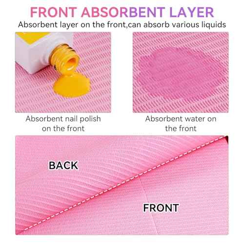 Makartt Disposable Nail Mats: 50Pcs Pink Fordable Nail Paper Towels for Table Acrylic Nail Practice Sheet 3 Ply Waterproof Nail Art Table Mats Clean Pads for Salon Manicure Tattoo