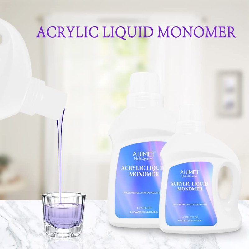 AIJIMEI Acrylic Liquid Monomer 17OZ, Acrylic Nail Liquid Monomer 500ml, For Acrylic Powder & Liquids, Non-Toxic, Glossy Finish, 475g