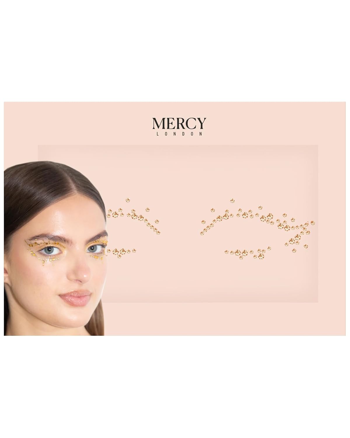 Cat Eye Crystal Eye Jewels - Gold Face Gems for Costume Makeup | Stick-On Accessories