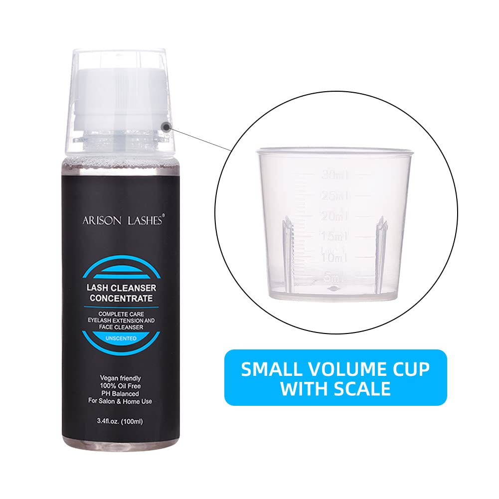 Lash Shampoo Concentrate - Foaming Eyelash Cleanser for Extensions | 100ml Makes 20 Bottles of 60ml (Unscented)