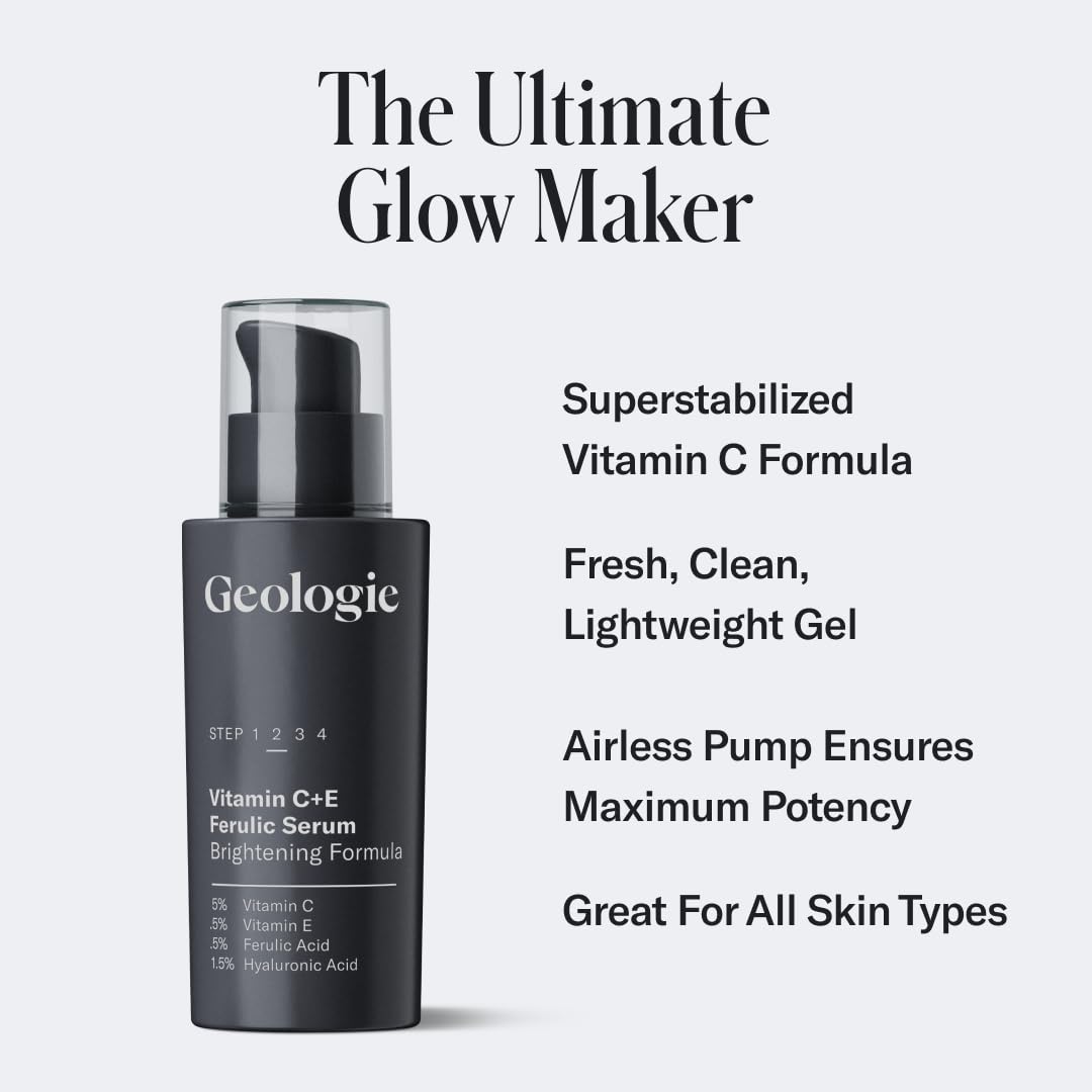 Geologie Vitamin C+E Ferulic Acid Face Serum - Brightening Anti-Aging Gel | 30 ML