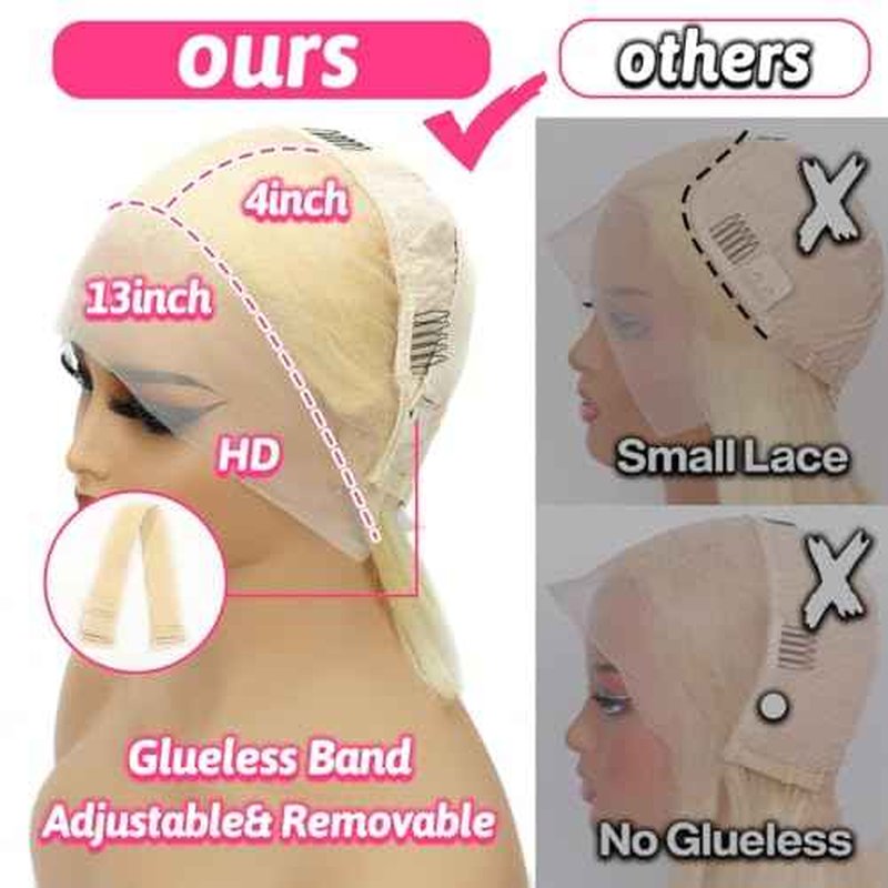 Blonde Bob Wig Human Hair 200% Density 613 Bob Wig Human Hair 10 Inch 613 13x4 Hd Lace Frontal Wig Pre Plucked With Baby Hair