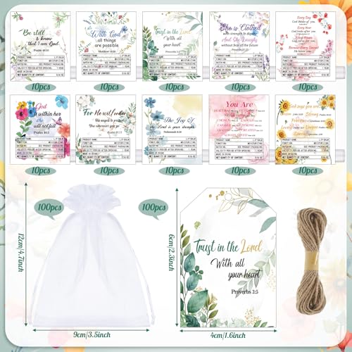 100 Set Christian Religious Gift Bulk Lip Balm for Women Christian Church Party Favor Bulk Bible Verse Lip Balm with Scripture Christmas Inspirational Gift for Coworker Staff Employee