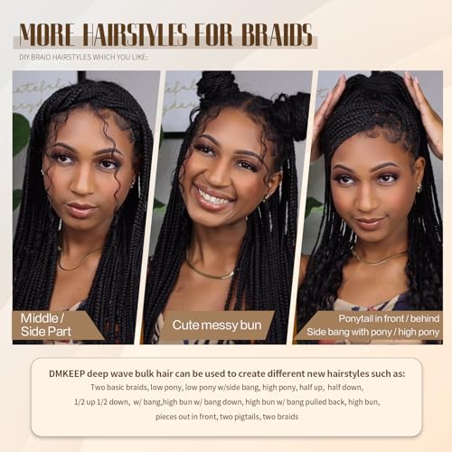 DMKEEP Burgundy Top Grade Human Braiding Hair 2 Bundles 100g Human Hair Braiding Hair No Weft Deep Wave Bulk Human Hair for Braiding Hair Extensions 99J 18 Inch