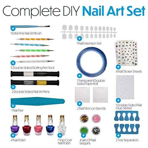 Toysical Nail Art Kit for Girls - Girls Nail Polish Sets for Kids or Tweens - Non Toxic Nail Gift Set - Top Birthday Gift for Ages 6, 7, 8, 9, 10, 11, 12 Year Old Children or Pre-Teen Girls