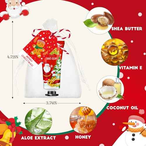 VESPRO 50 Sets Christmas Hand Cream Gift for Women, Hand Lotion for Christmas Party Favors with Christmas Cards and Organza Gift Bags, Christmas Decorations and Stocking Stuffers Gifts for Women