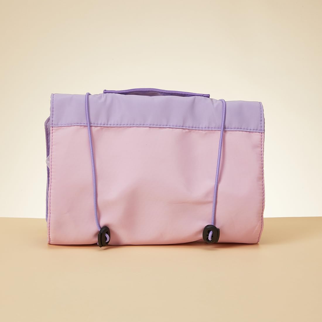 MINISO Snoopy Colorful Life Collection Foldable Makeup Bag Cosmetic Bag Waterproof Large Roll-Up Portable Travel Organizer For Women Girls (Purple)