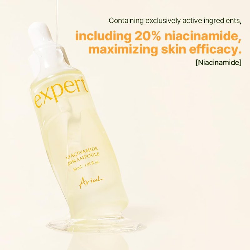 Ariul Expert Niacinamide 20% Ampoule – 20% Niacinamide Serum for Even Skin Tone, Moisturizing & Skin Texture, Enriched with Panthenol & Zinc PCA, Vegan Formula, Korean Skin Care, 30ml / 1.01 fl. oz