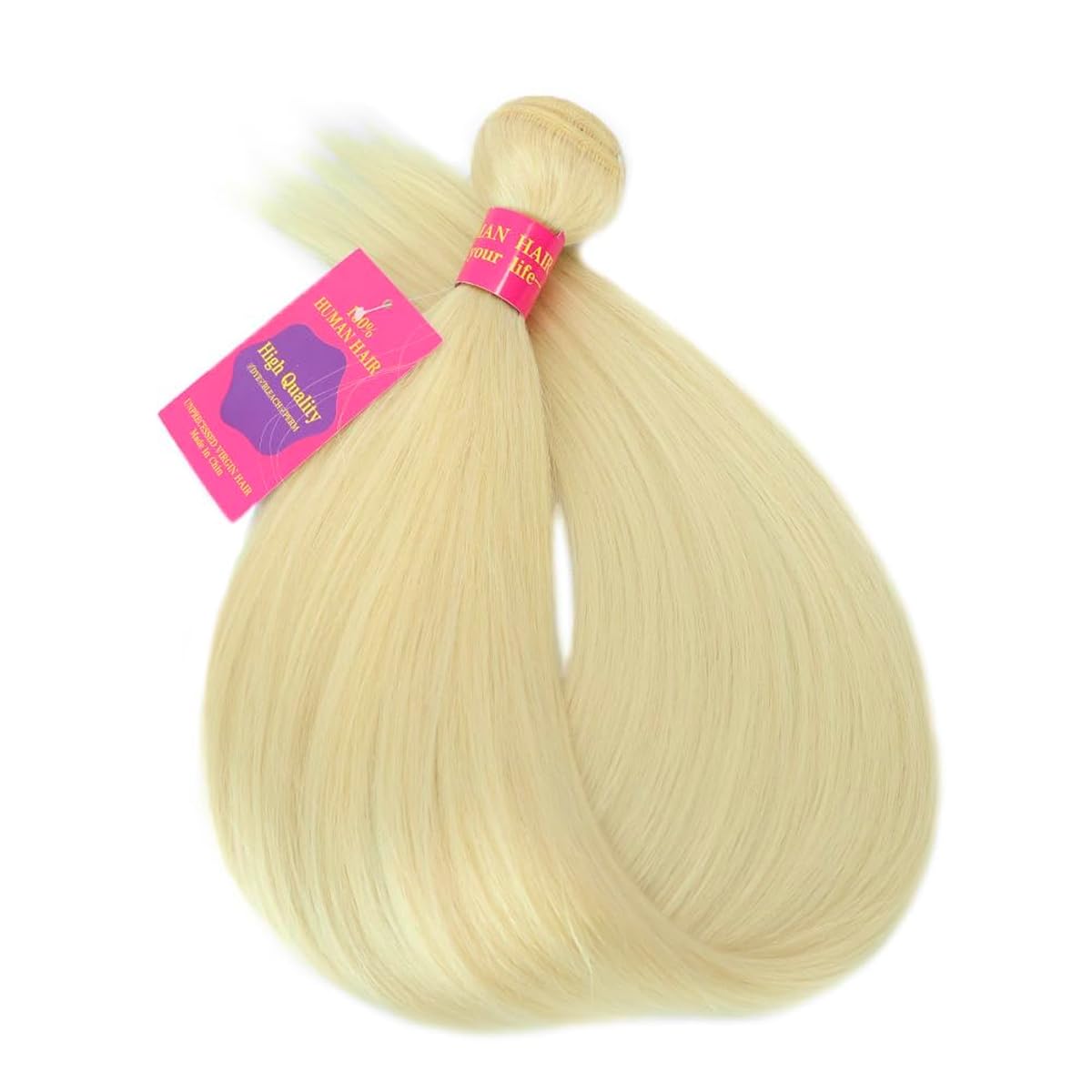 Human Hair Bundles - 14 Inch Blonde Straight 100% Unprocessed Brazilian Virgin Hair Weave Extensions | 1 Bundle, 100g