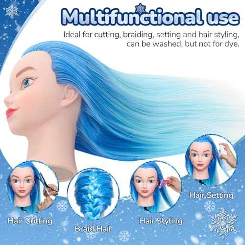 Neverland Beauty Mannequin Head with Hair, 20 Inch Cosmetology Manikin Barbie Head Styling Doll for Practice Braiding, Doll Head for Hair Styling Braiding Hairdressing for Girls