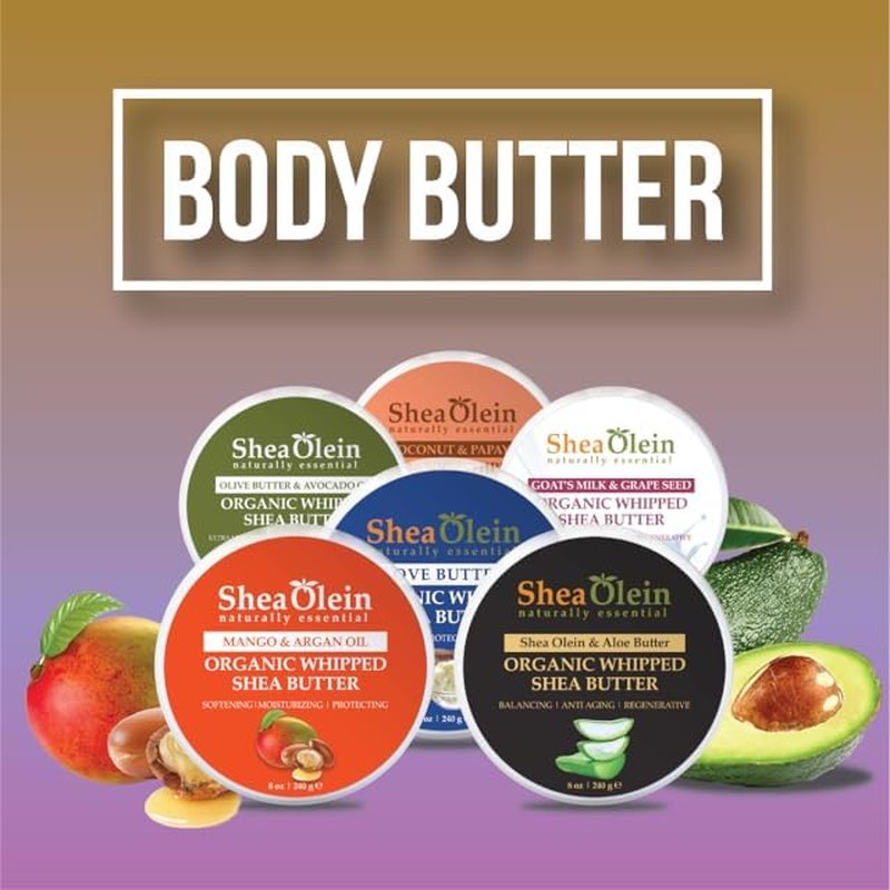 SheaOlein Naturally Essential Shea Olein Body Butter - Lemongrass & Tea Tree | 12oz Moisturizing Cream