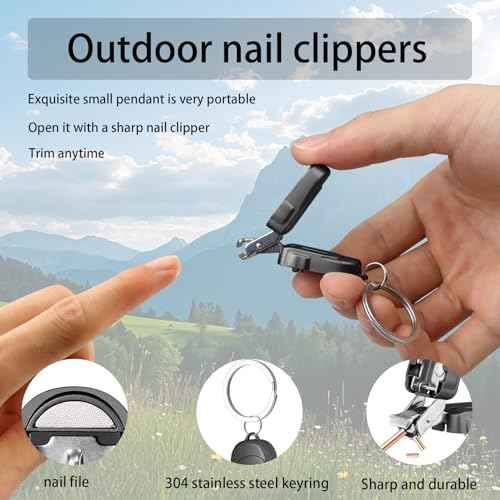 Portable Folding Mini Nail Clippers,All Metal Compact Small Nail Trimmers with Backpack Patterns,Stainless Steel Nail Clippers Keychain Accessories for Travel,Keychain Nail Clipper