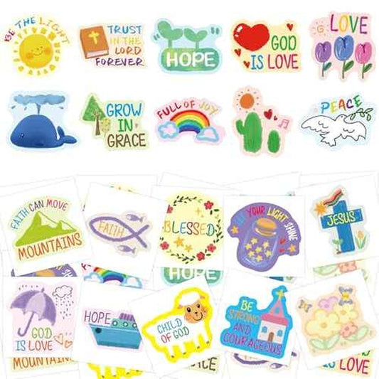 Fancy Land Religious Tattoos Temporary Christian Easter Tattoo Sheets Individual Bible Verse Body Stickers Costume Accessories for Catholic Party Decoration Favors Sunday School Crafts Supplies 140Pcs