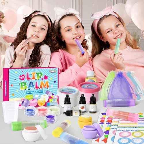 GZDUCK DIY Lip Balm Making Kit- 42Pcs Lip Balm Making Set for Girls, Make Your Own Lip Gloss, Lip Gloss Making Set with Multi-Flavor Multicolored DIY Makeup Set Gifts for Women Teens Kids