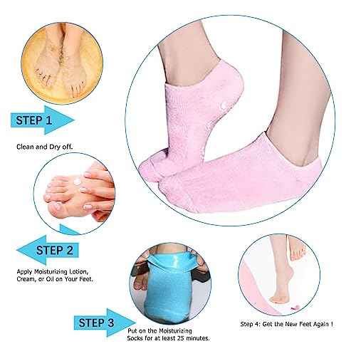 Moisturizing Socks, 2 Pairs Moisturizing Gel Socks£¬Soft Feet Moisturizer Spa & Pedicure Socks for Dry Cracked Heels, Calluses,Gel Spa Socks for Repairing (Blue&Pink)