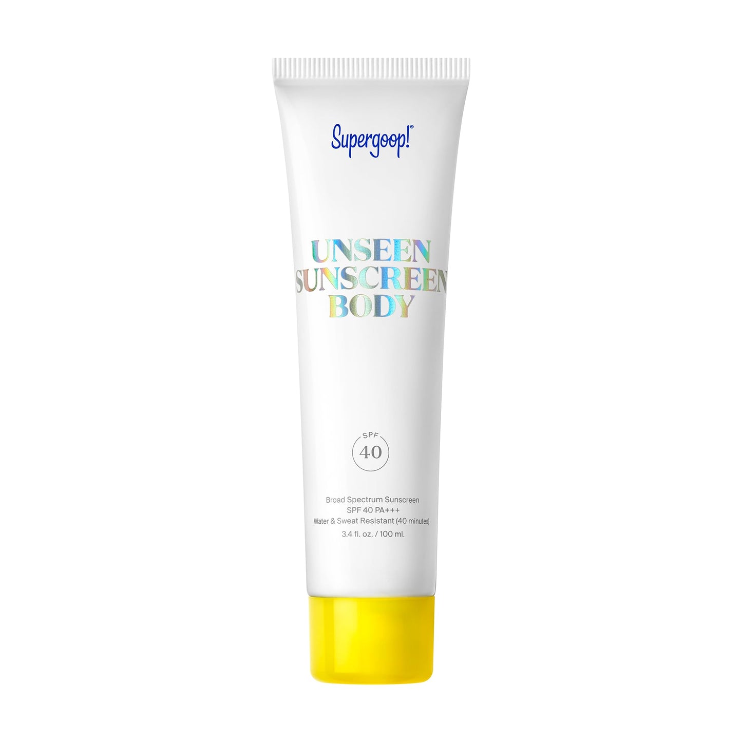 Supergoop! Unseen Sunscreen Body SPF 40 - Clear & Invisible Sun Protection - 3.4 fl oz - Weightless & Scentless - Water & Sweat Resistant - For All Skin Types