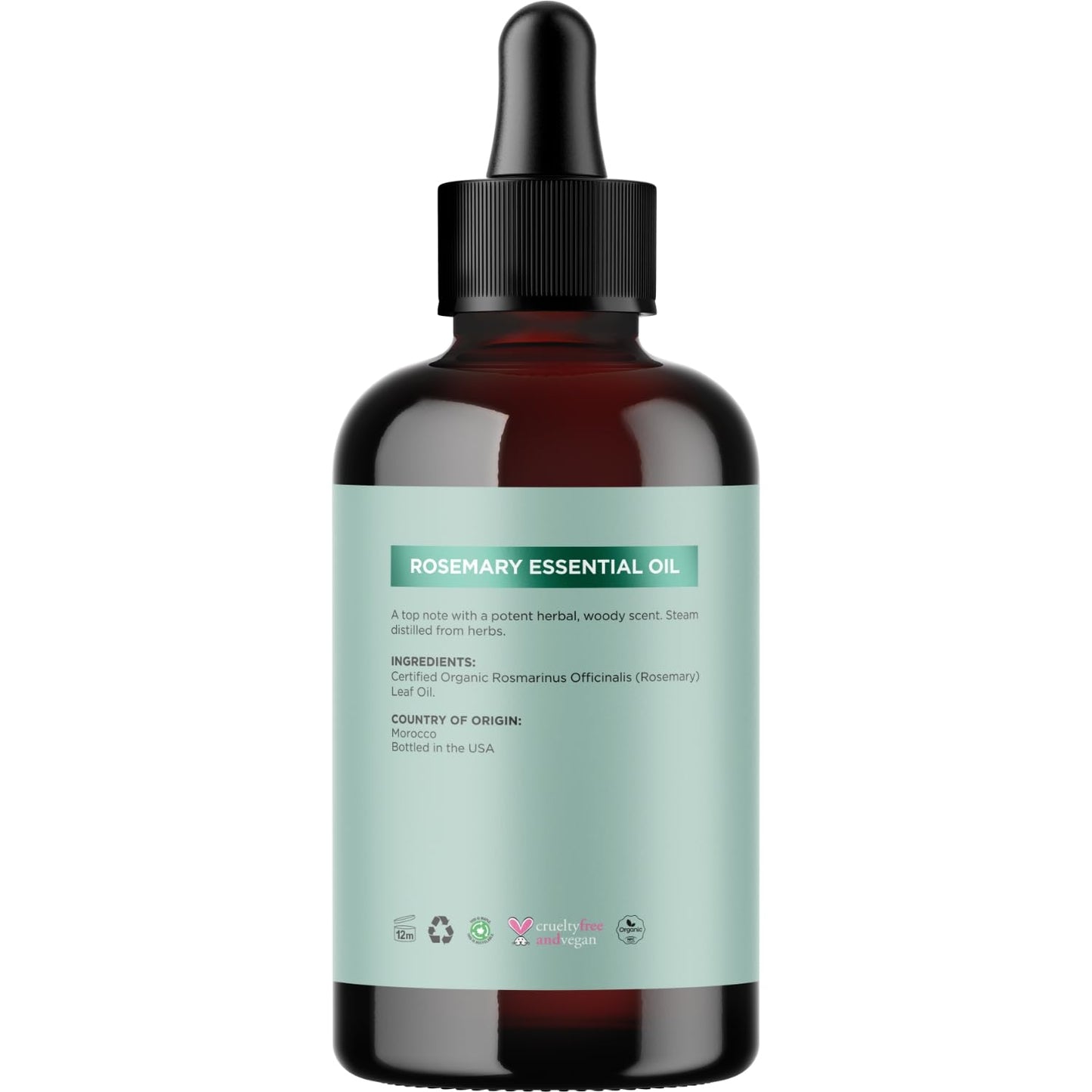 Certified Organic Rosemary Oil for Hair - Extra Large 100% Pure USDA Organic Rosemary Essential Oil for Hair Skin and Nails - Oil for Dry Scalp Treatment and Enhanced Volume and Shine