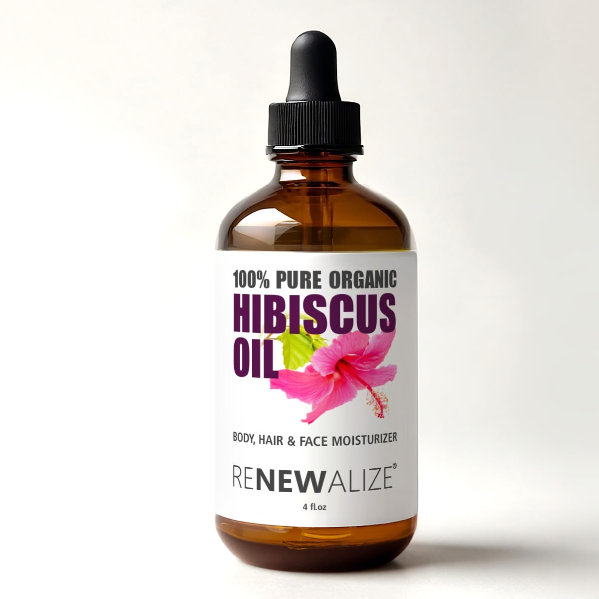 Renewalize Virgin Organic HIBISCUS SEED OIL | Unrefined Cold Pressed 100 Percent Pure | Large 4 fl oz bottle | All Natural Anti Aging and Hair Growth oil