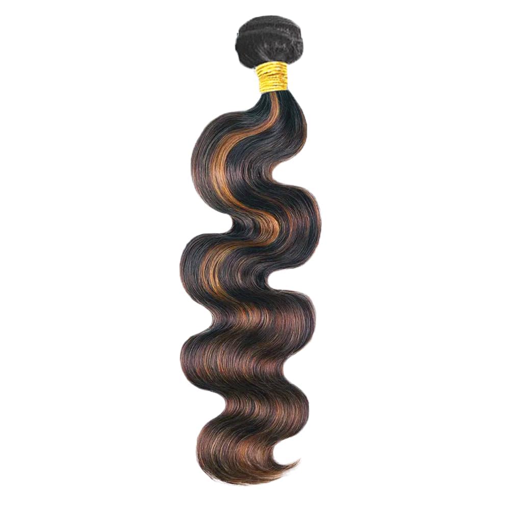 1B30 Highlight Human Hair Bundles Body Wave Light Brown Ombre Bundle Quick Weave Wet and Wavy Unprocessed Native Virgin Raw Trippy Hair Extensions 1 Bundle 22 Inch Double Weft for Black Woman