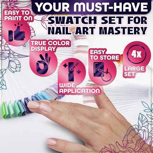 200 Pcs Clear Nail Swatch Sticks - Nail Swatches for Gel Polish - Transparent Acrylic Practice Tips with Metal Rings, Suitable for Displaying Colors, Training Templates for Beginners and Professionals