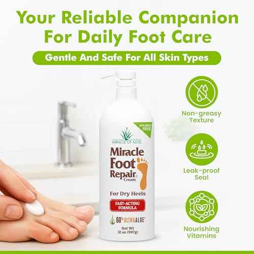 Miracle Foot Repair Cream (32 oz) Repairs Dry Cracked Heels and Feet, 60% Pure UltraAloe Moisturizes, Softens, and Repairs