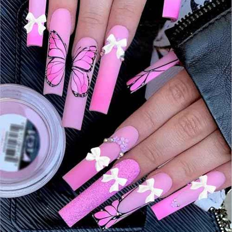 300Pcs 3D Bow Nail Charms and Flatback Pearls Set,Black White Pink Bowknot,Bow-Knot Nail Stud Rhinestones Crystal,Nail Art Charms,Nail Art Supplies,for Manicure DIY,Nail Art Design,Jewelry Decoration