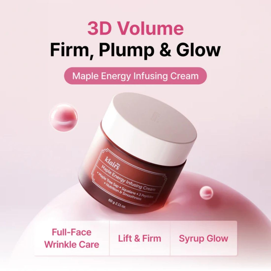 DearKlairs Maple Energy Infusing Cream 60g, Anti-Aging, Firming Korean Skincare, Peptide, Skin Barrier, Repair, moisturizing and hydrating, For Dry Skin