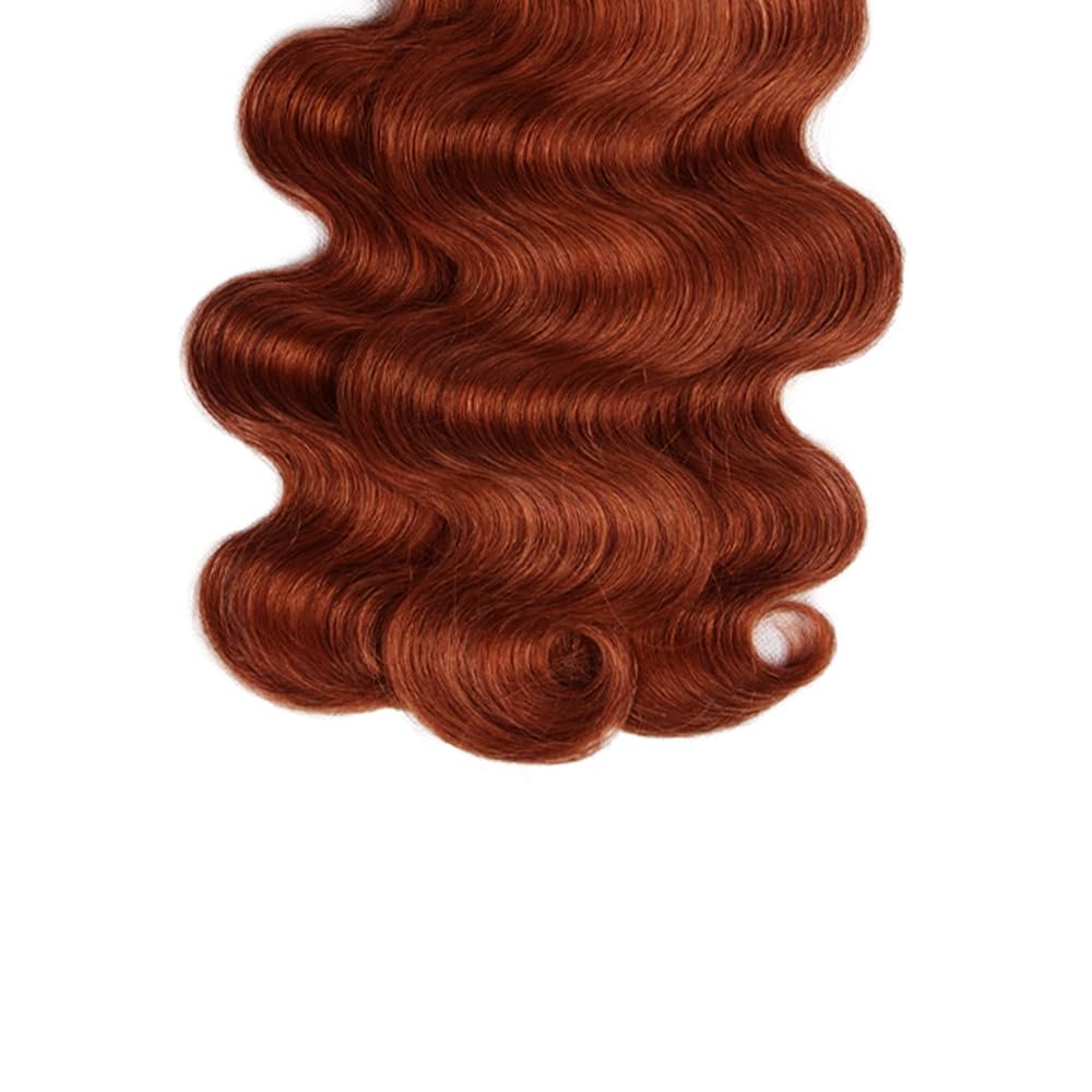 Copper Red Body Wave Hair Extensions - 14 Inch Brazilian Virgin Human Hair Bundles | Reddish Brown Color #33