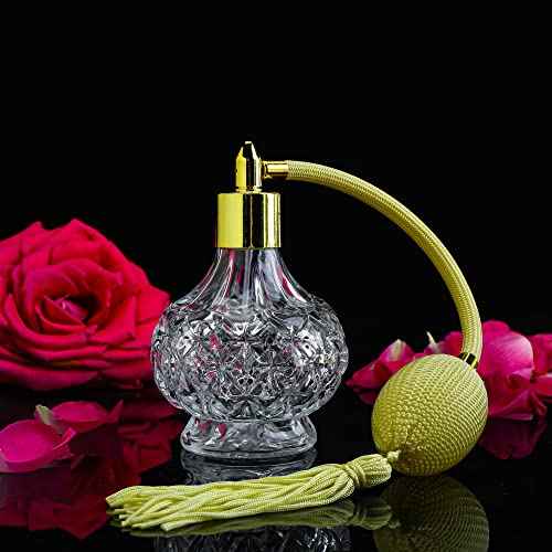 H&D HYALINE & DORA H&D Charming Clear Checked Carved Glass Empty Refillable Perfume Bottle with Spray Atomizer
