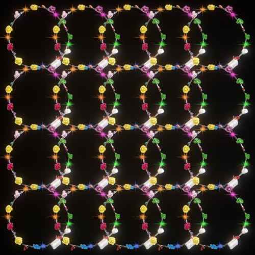 Light Up Flower Crown Headband, Glow in the Dark - for Parties, Weddings, Cosplay Events, and Festive Occasions